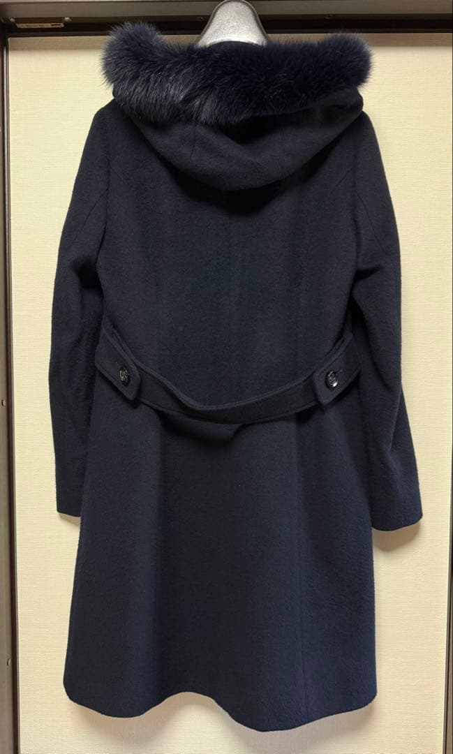 ⭐️極美品⭐️ クリーニング済み フォックスファー付き ウールコート 濃紺日本製38