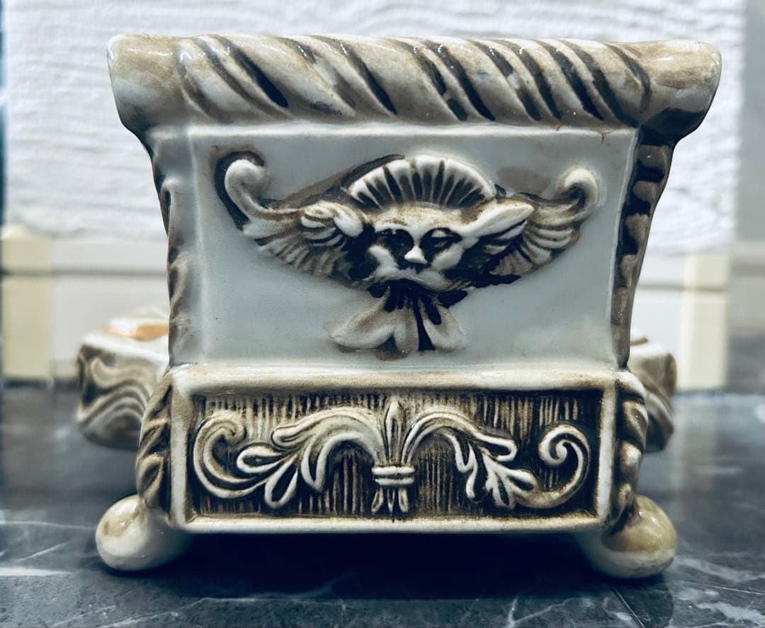 70'R.Capodimonte ashtray setカポディモンテ陶器製灰皿