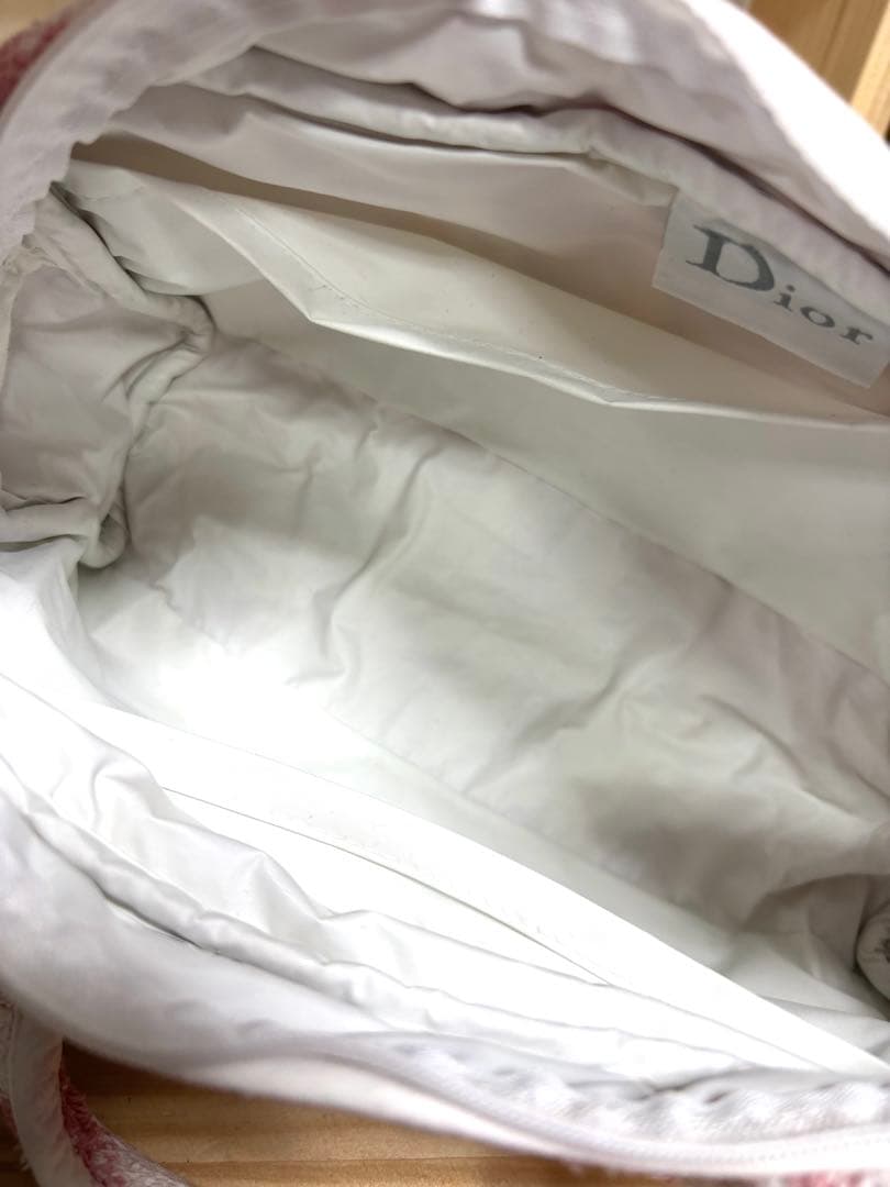希少 Dior タオル地 ハンドバッグ ピンク/ホワイト トロッター 小物入れ