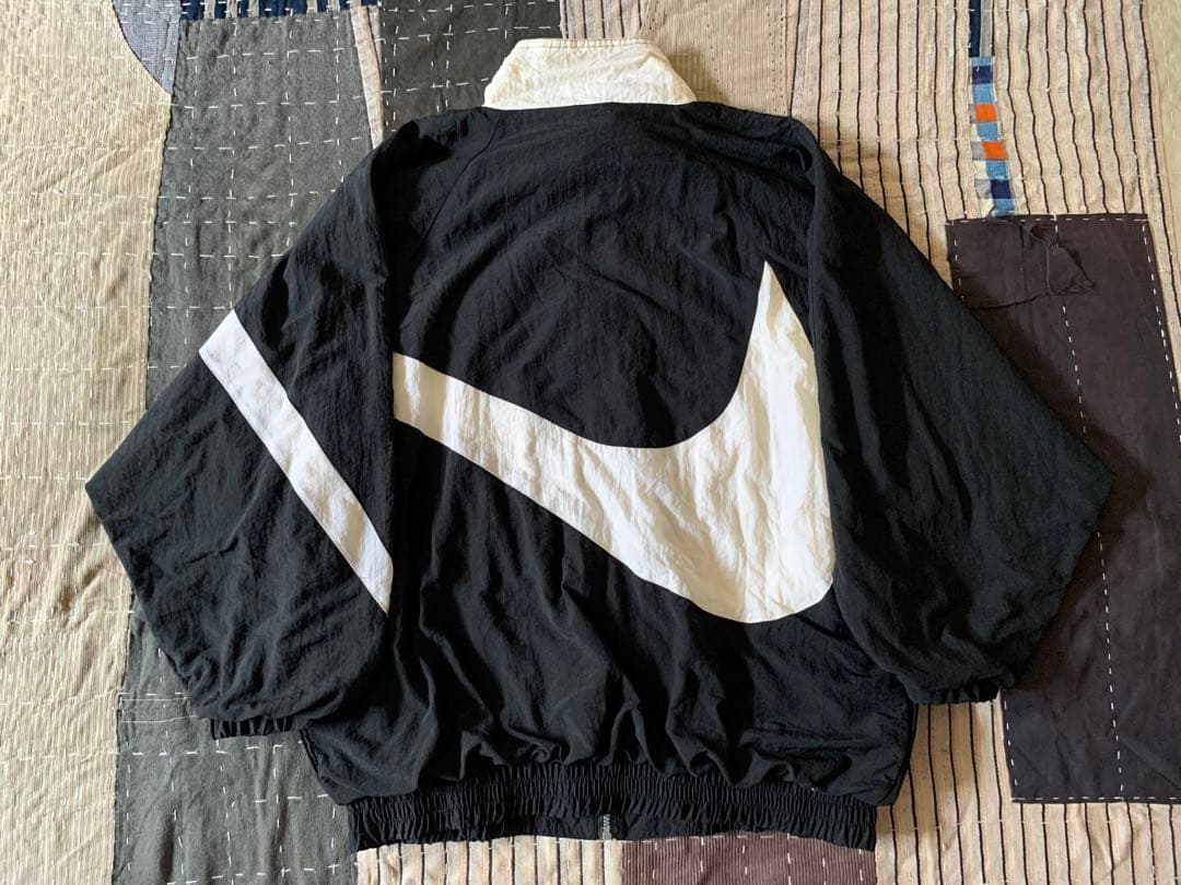 90s L nike vtg ビッグスウォッシュ ナイロンジャケット ブラック
