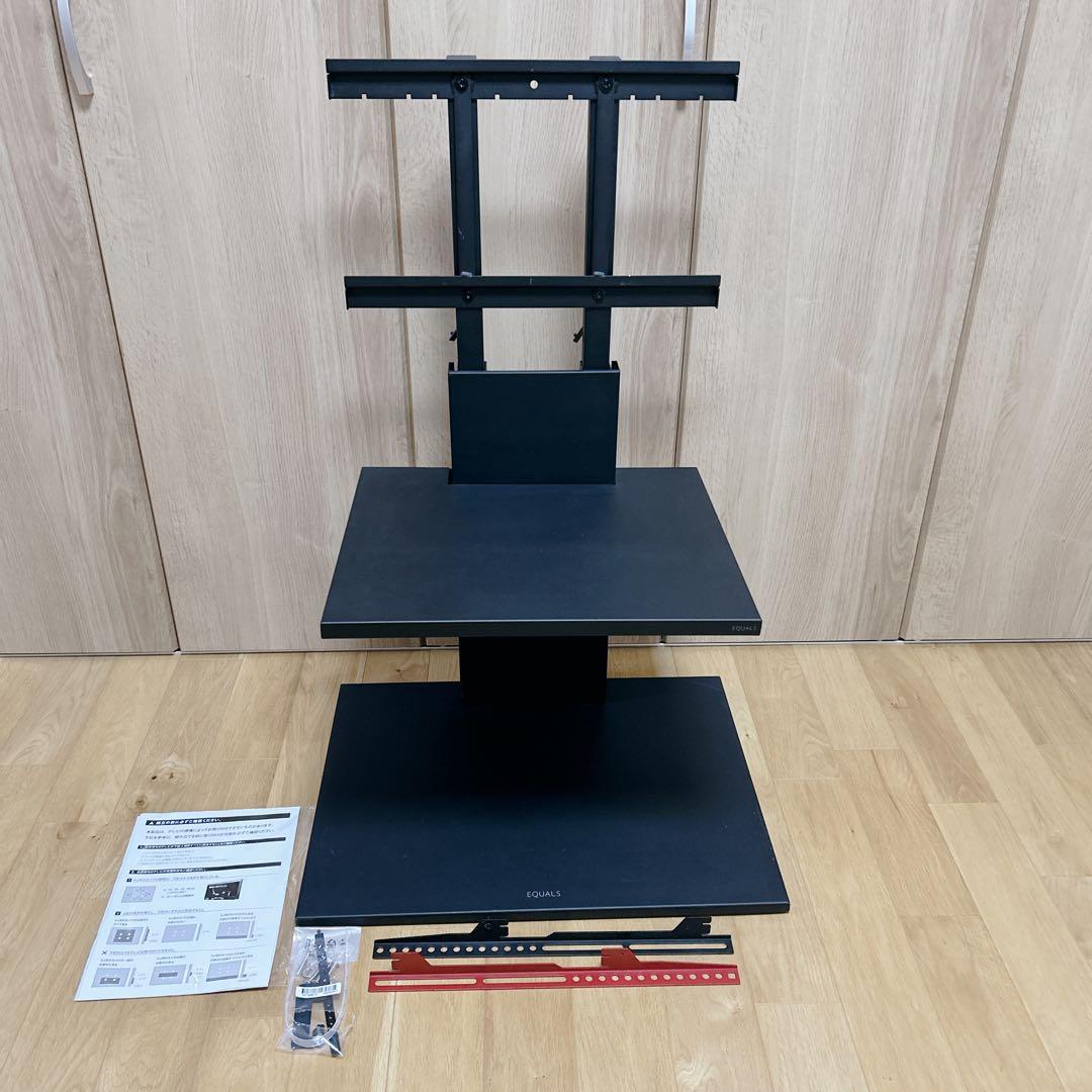 EQUALS テレビスタンド WALL V2 ロータイプ 棚板付き ブラック 壁