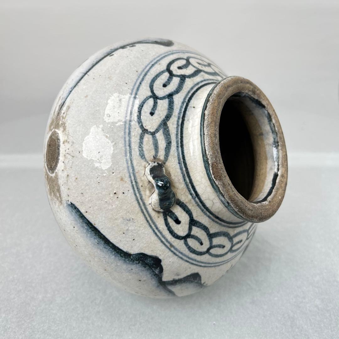 高橋 道八造染付 楼閣山水 花入 飾壺