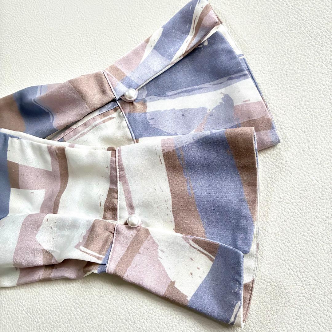 ◆極美品◆ANAYI◆スクエア幾何プリントサイドボウタイブラウス◆パープル◆S