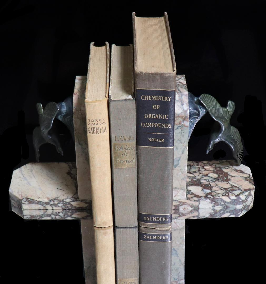 アンティーク1900年頃一点物 大型ブックエンド3kg ペア フランス製大理石台