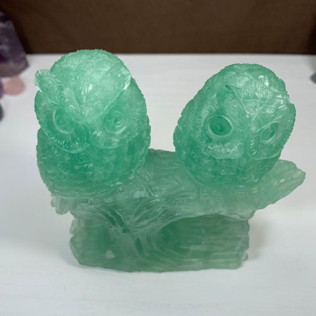 ALLSALE☆かわいいグリーンフローライト・ふくろう