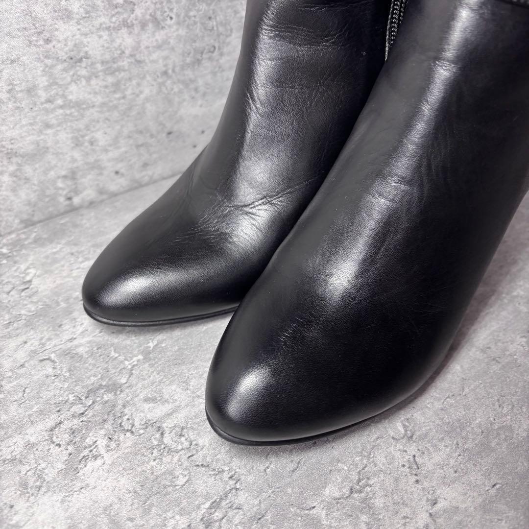 【極美品】DIANA ダイアナ　ロングブーツ　フルジップ　ベルト　レザー 黒