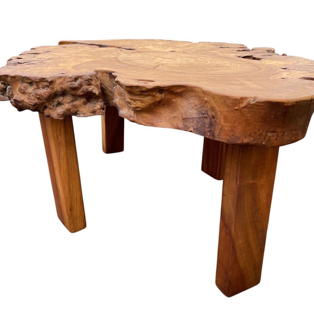 座卓　バール杢 ポプラ 一枚板 無垢材 瘤杢 チギリ ダイニングテーブル 希少