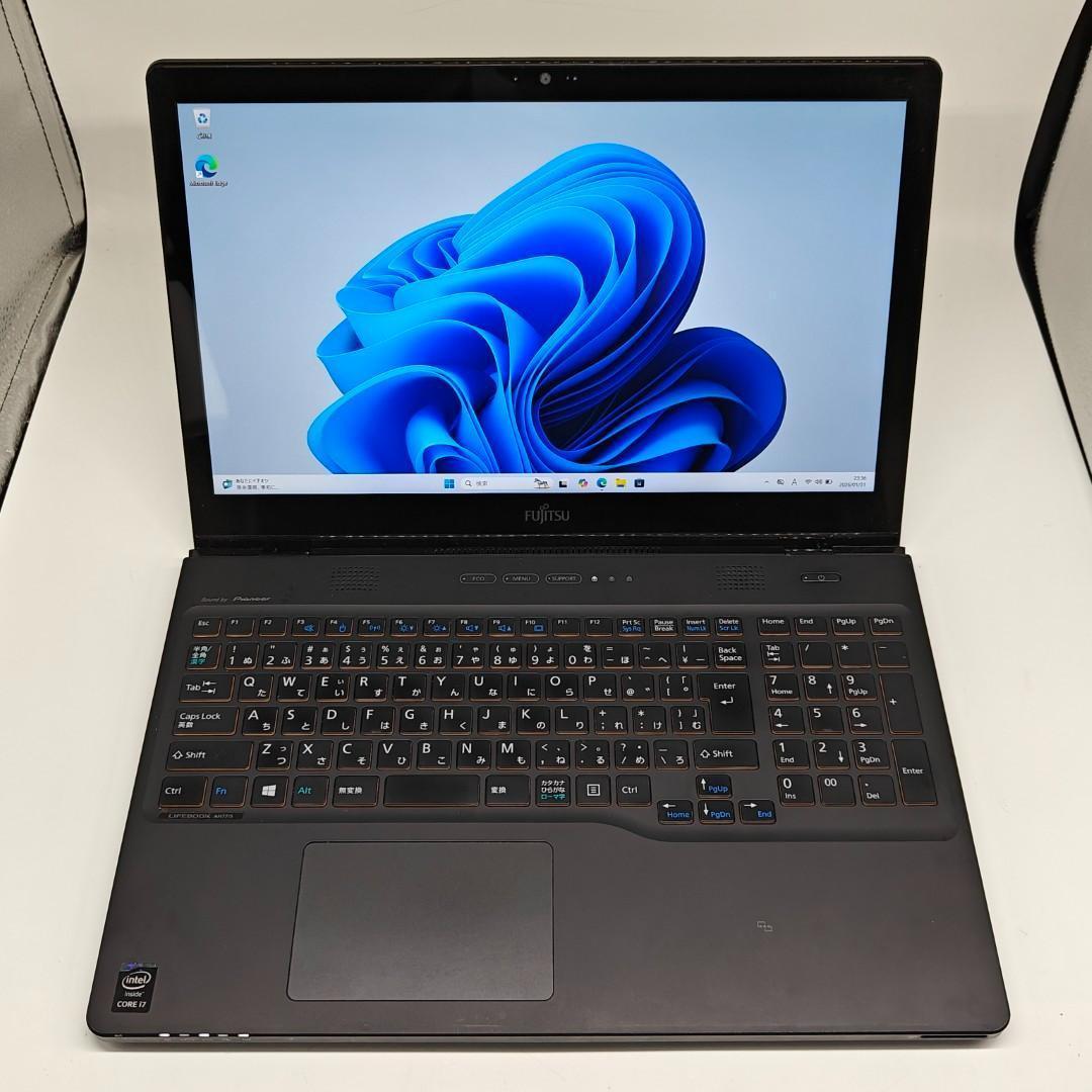 【富士通】AH77 高速i7 SSD256GB 16GB ブラック ノートPC