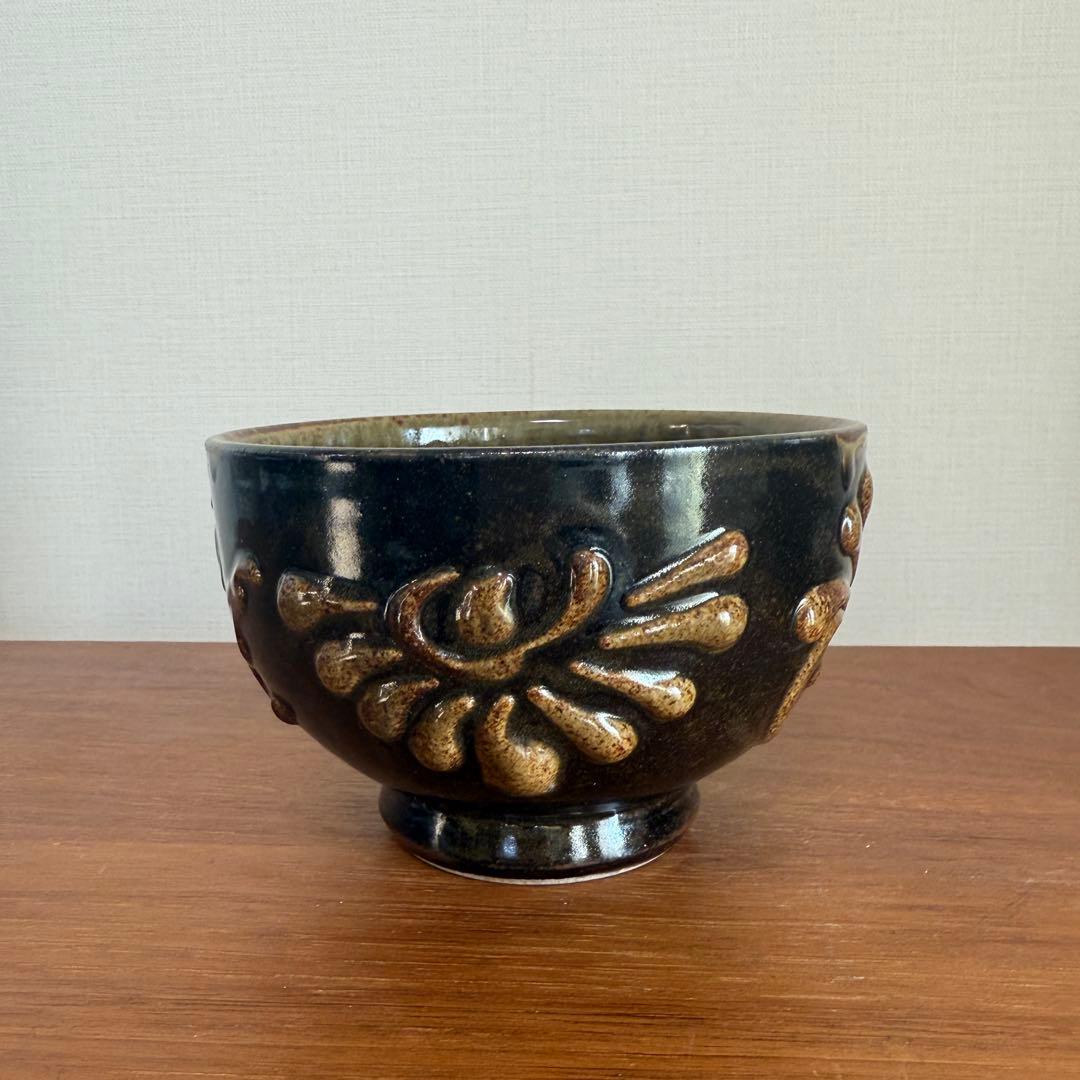 【名工】照屋佳信作 壺屋焼（やちむん）抹茶碗 2客セット 夫婦茶碗 希少 古作