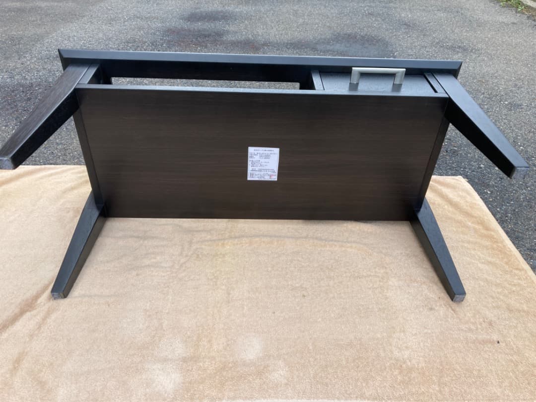 特価❗️大塚家具　木製リビングテーブルガラス天板　モダン黒ローテーブル 引き出し