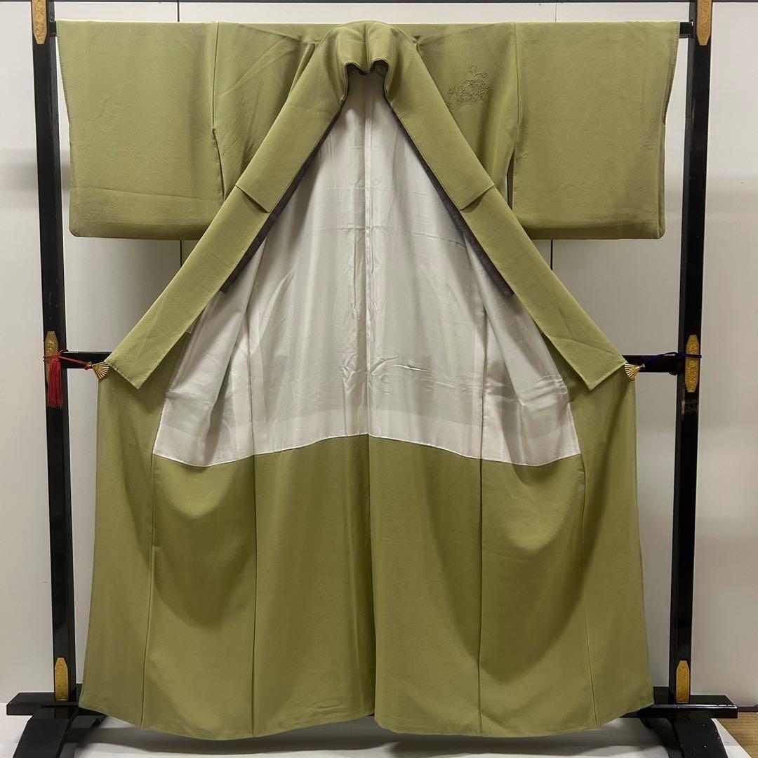 なか様　AK-4479 汕頭刺繍 蘇州刺繍 薄抹茶 裄67 紋無し 付下げ