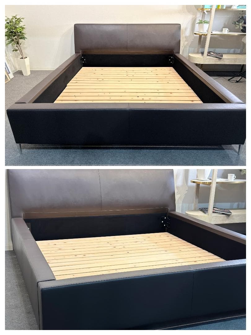 TIME & STYLE■ベッドフレーム　キングサイズ　ハイクラスモダン　レザー