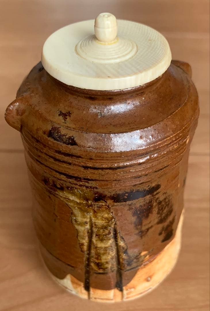 【新品】茶道具 織部耳付茶入　　　　　　　　　　　　　山十窯　加藤光右衛門作