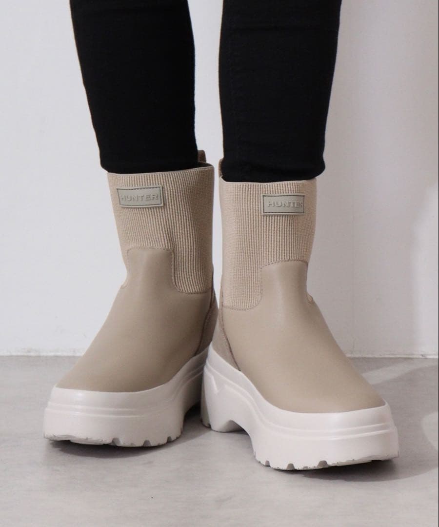 ［値下げ］HUNTER BEAMS厚底ベージュ長靴