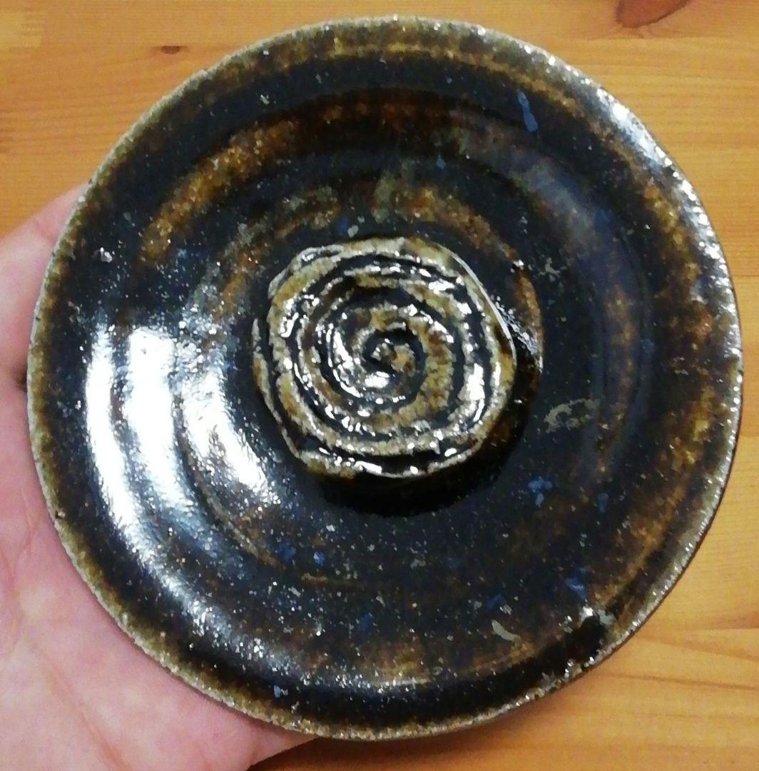 小島喜昭作　唐津焼　耳付　福の神　水指　共箱　茶道具