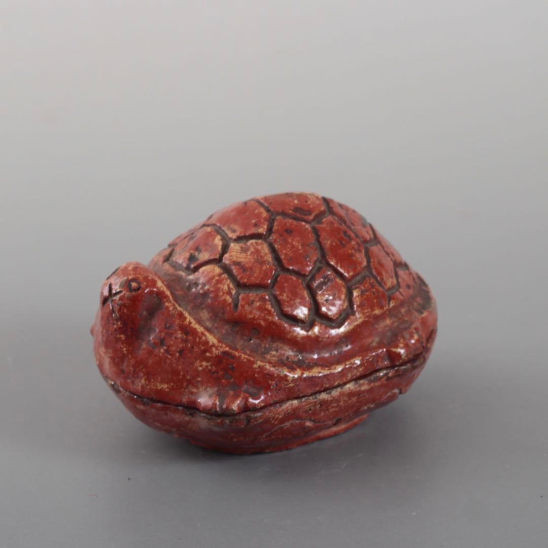 赤楽 亀 香合 茶人の花押 茶道具 古美術 古道具 アンティーク