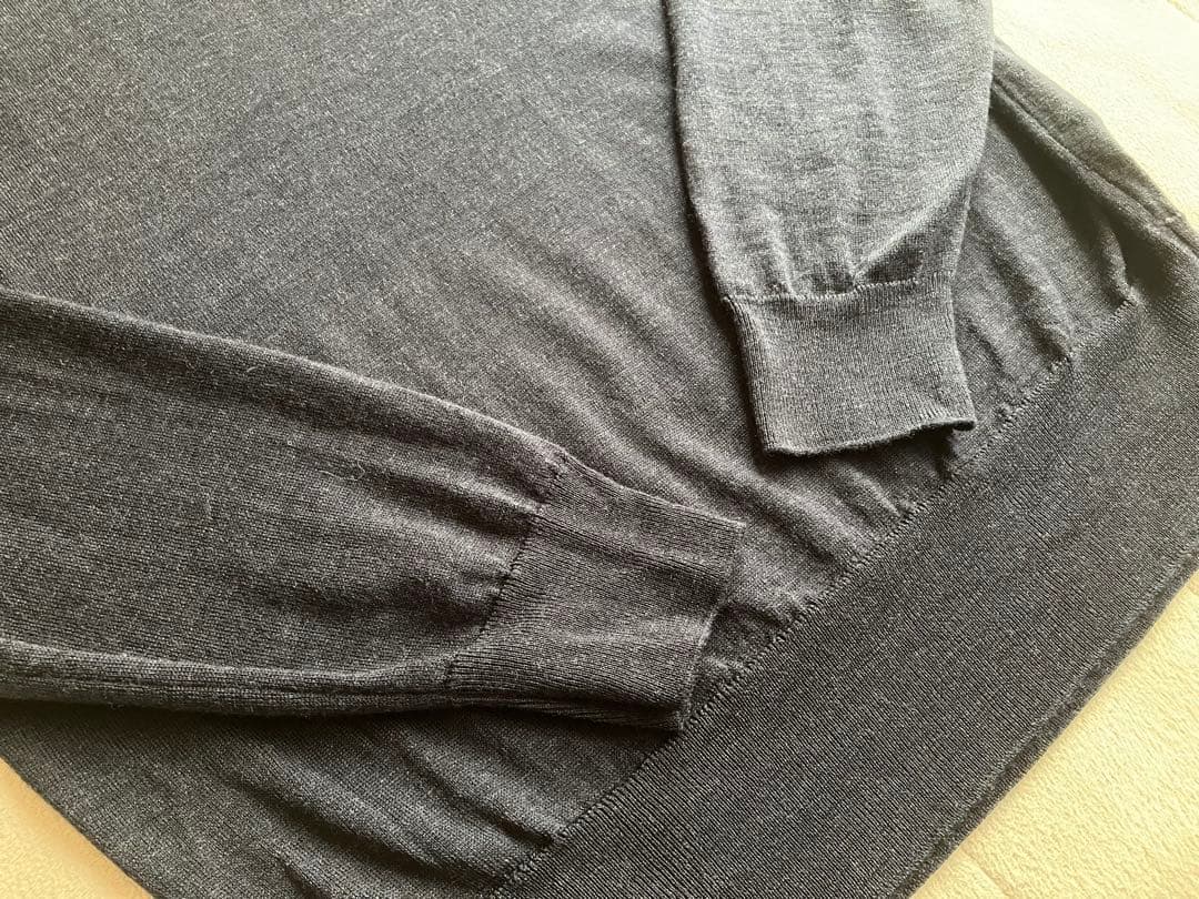 JOHN SMEDLEY メリノウール 30G モックネックニット ネイビー S