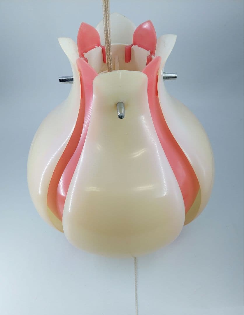 昭和レトロ チューリップライト ペンダントライト 2灯式蛍光灯 ピンク