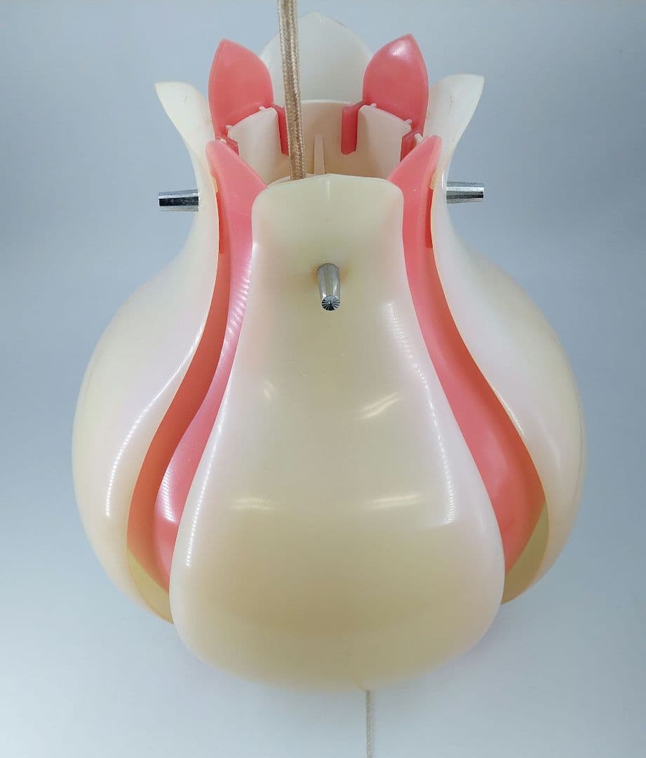 昭和レトロ チューリップライト ペンダントライト 2灯式蛍光灯 ピンク