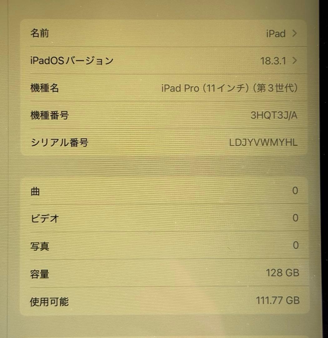 iPad Pro (第3世代) 11インチ 128GB Wi-fi版