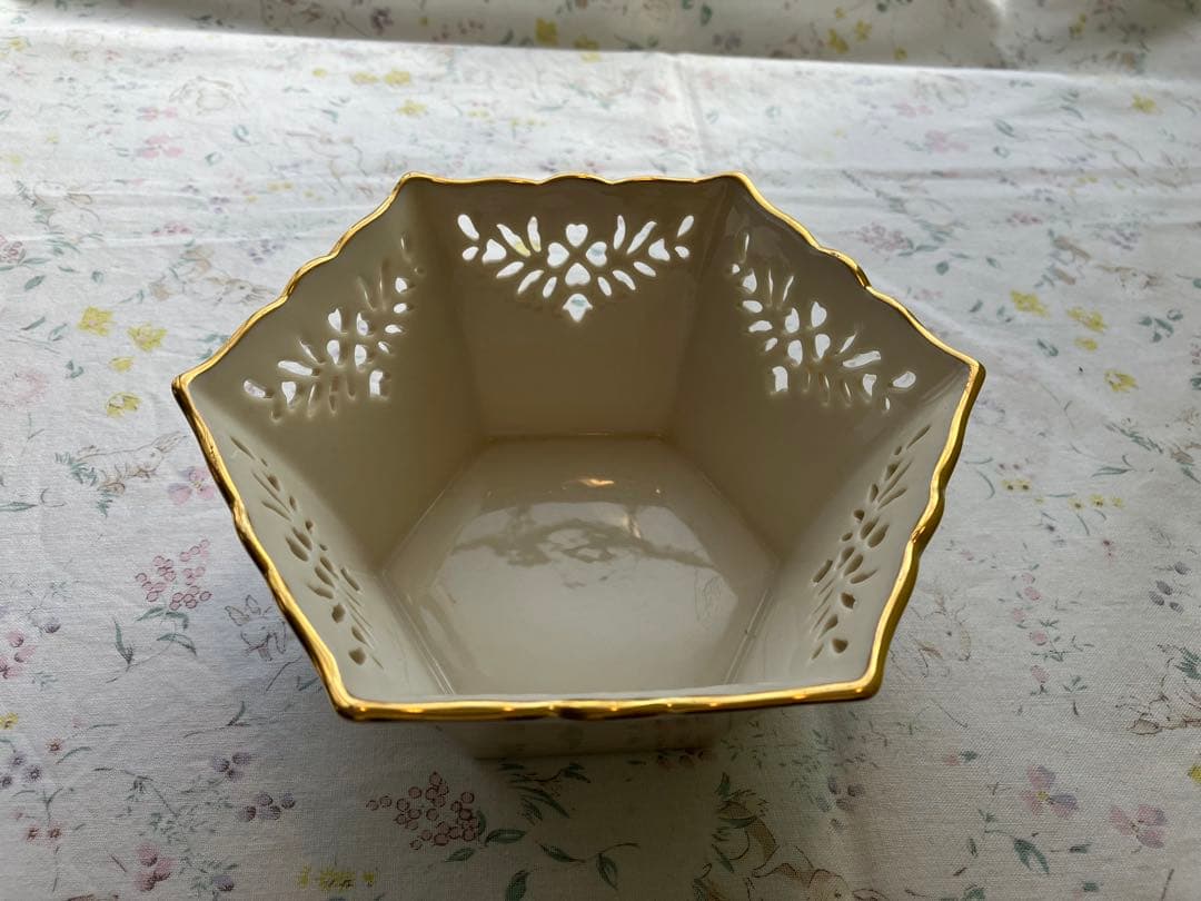 レノックス ビンテージ 金彩 ハート透かし 大小二個セット ギフトボックス入り