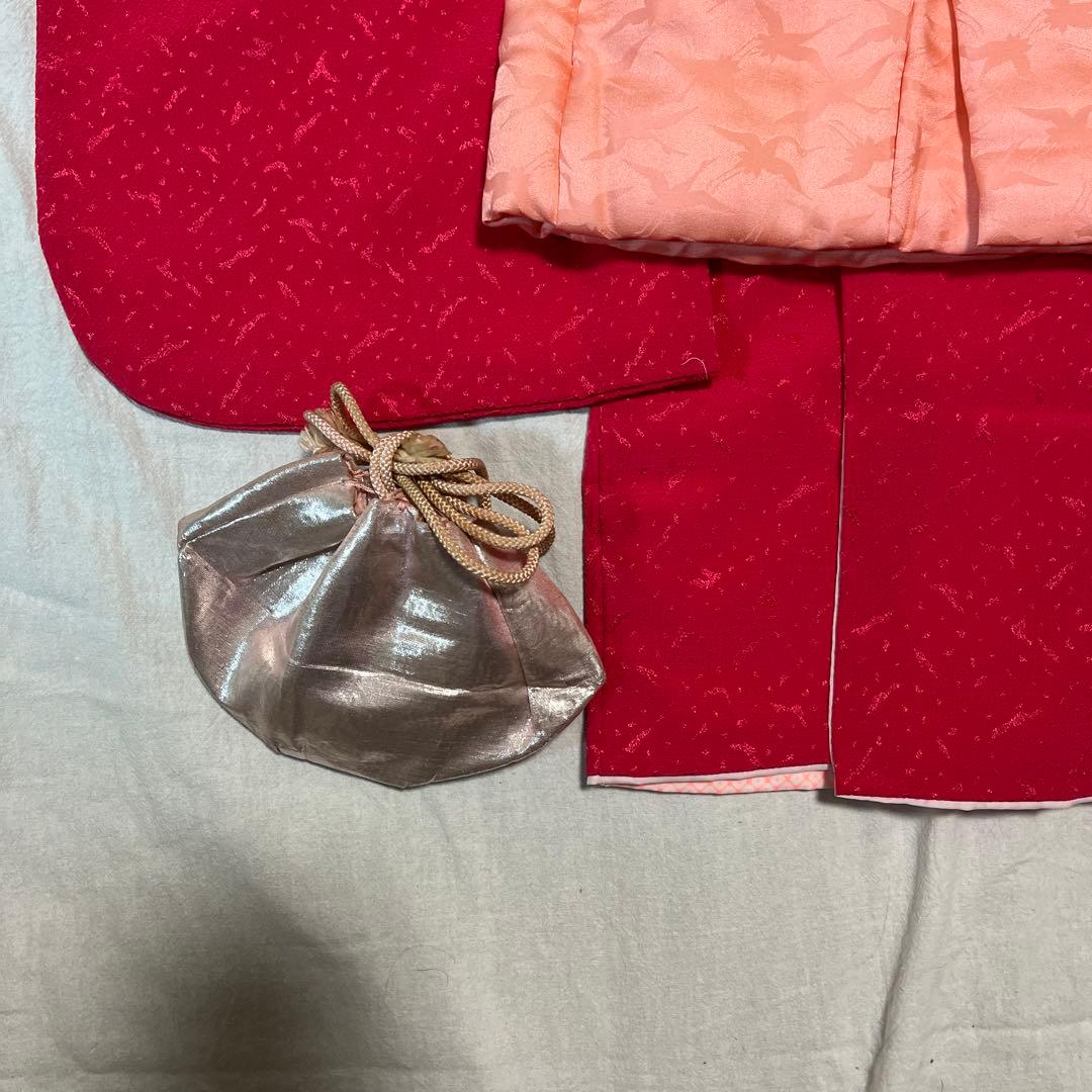 七五三　3歳　着物　被布　ピンク　正絹　濃いピンク