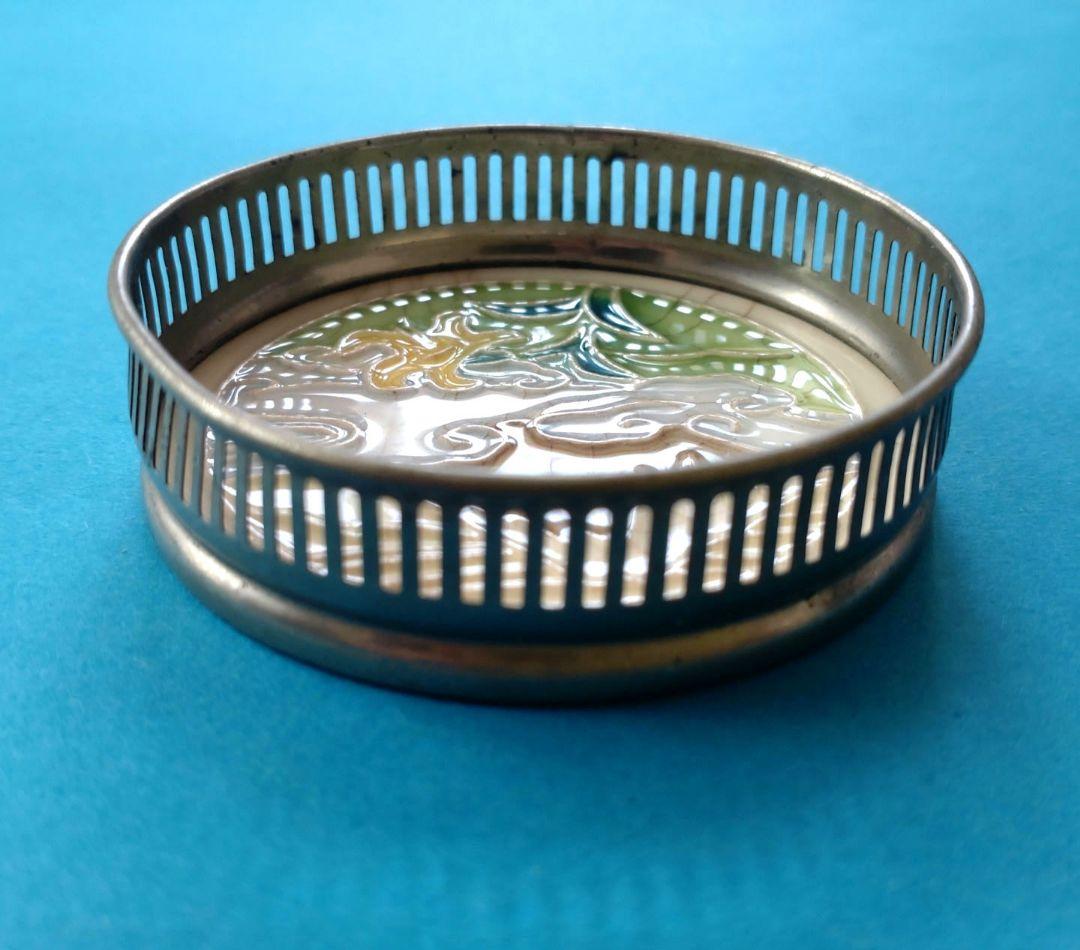 大正〜昭和初期　ガラスコースター　マジョリカタイル　アンティーク　5個セット