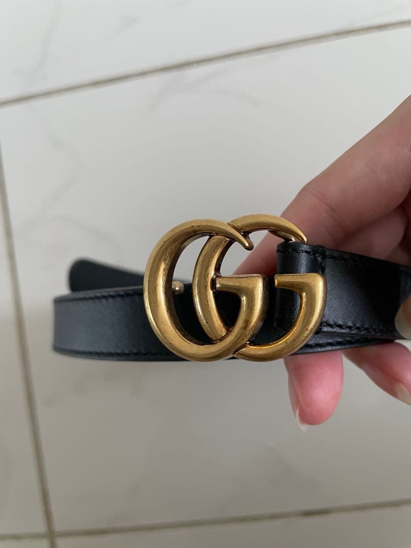 GUCCI ブラックベルト GGロゴ ブラック70