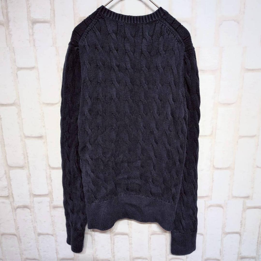良品★Polo Ralph Lauren ケーブルニット カーディガン 紺 M