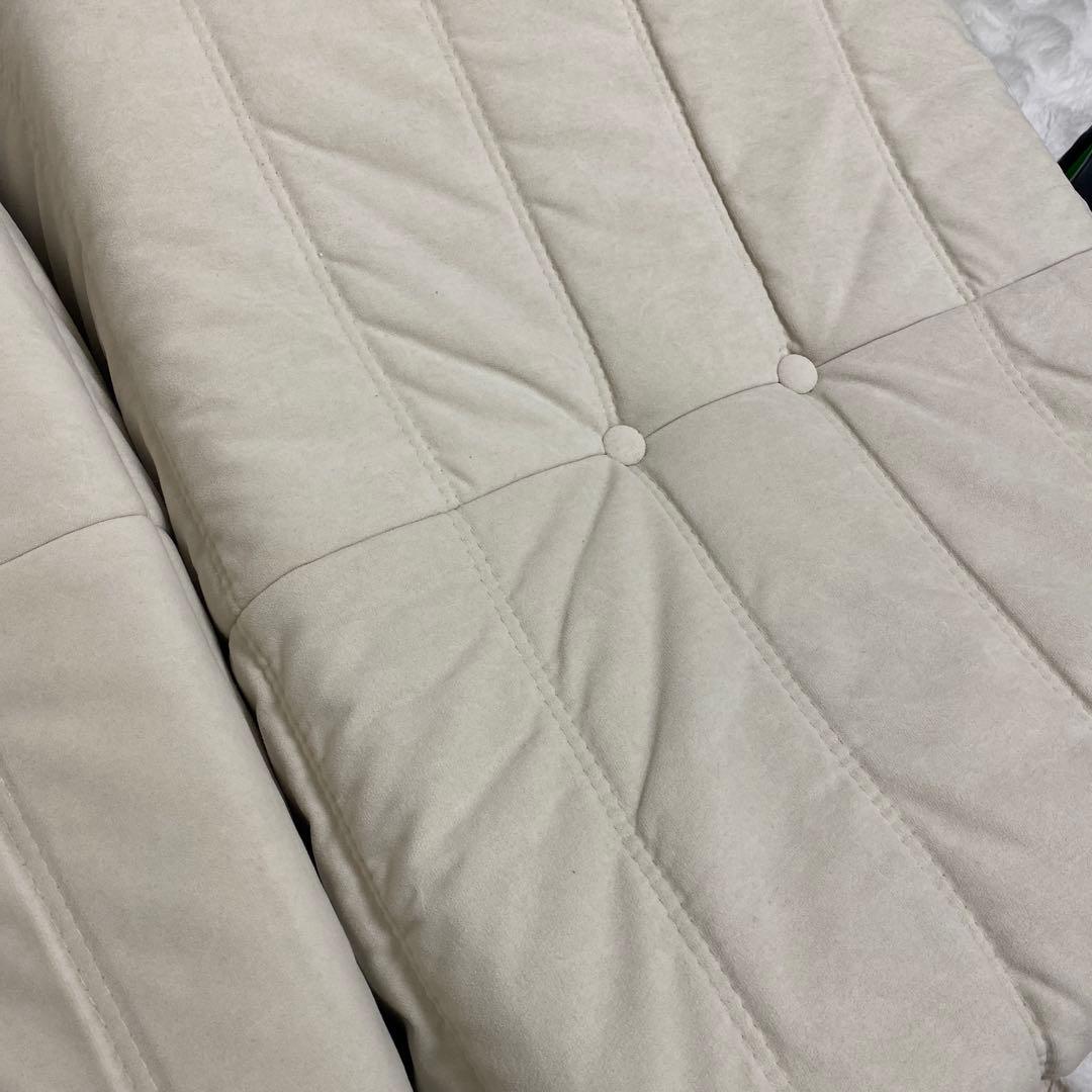 TOGO 1P ホワイト リクライニングソファ オットマン付き