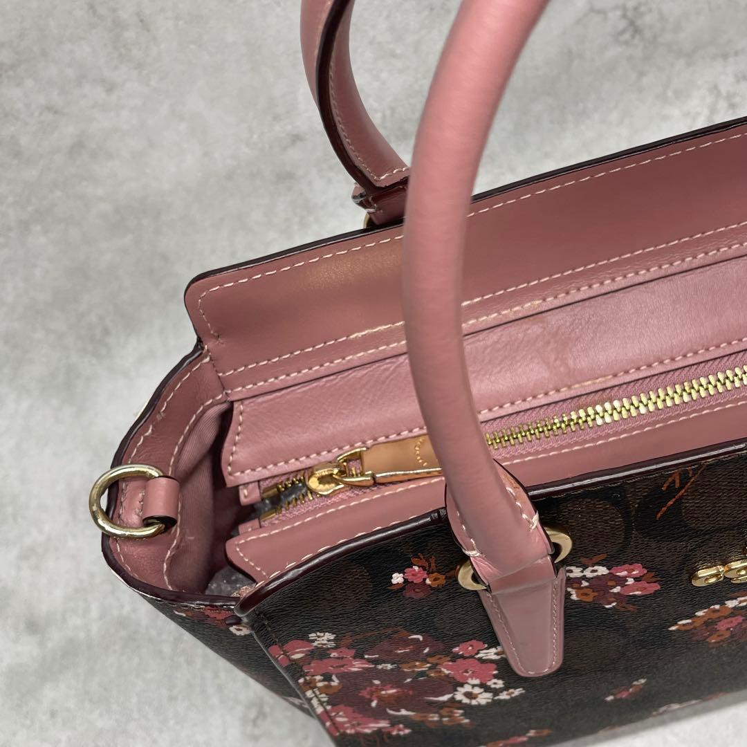 専用✨コーチ 2way ハンド ショルダーバッグ PVC×レザー 花柄 肩掛け