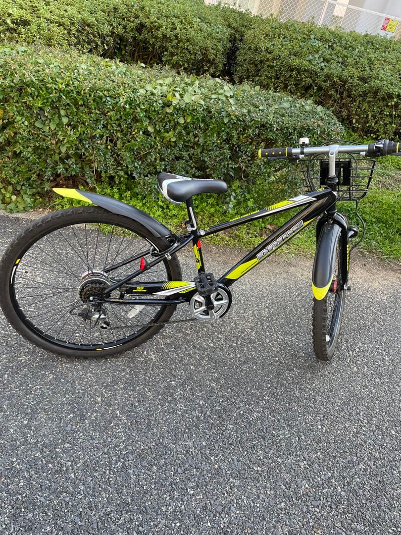 キッズバイク 黒と黄色 アサヒ　前部バスケット付き　26インチ
