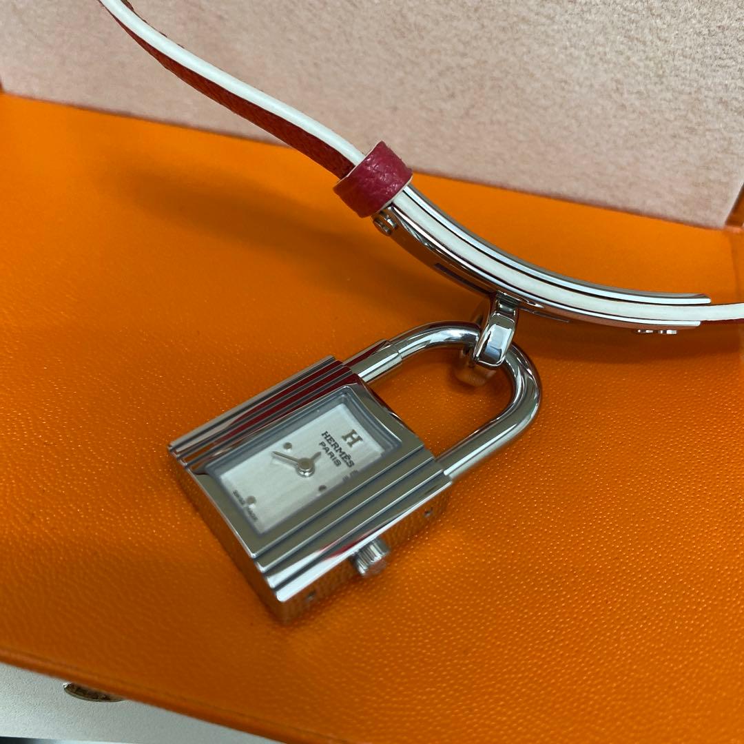 HERMES ケリーウォッチ　ドゥーブル　ピンク×シルバー金具