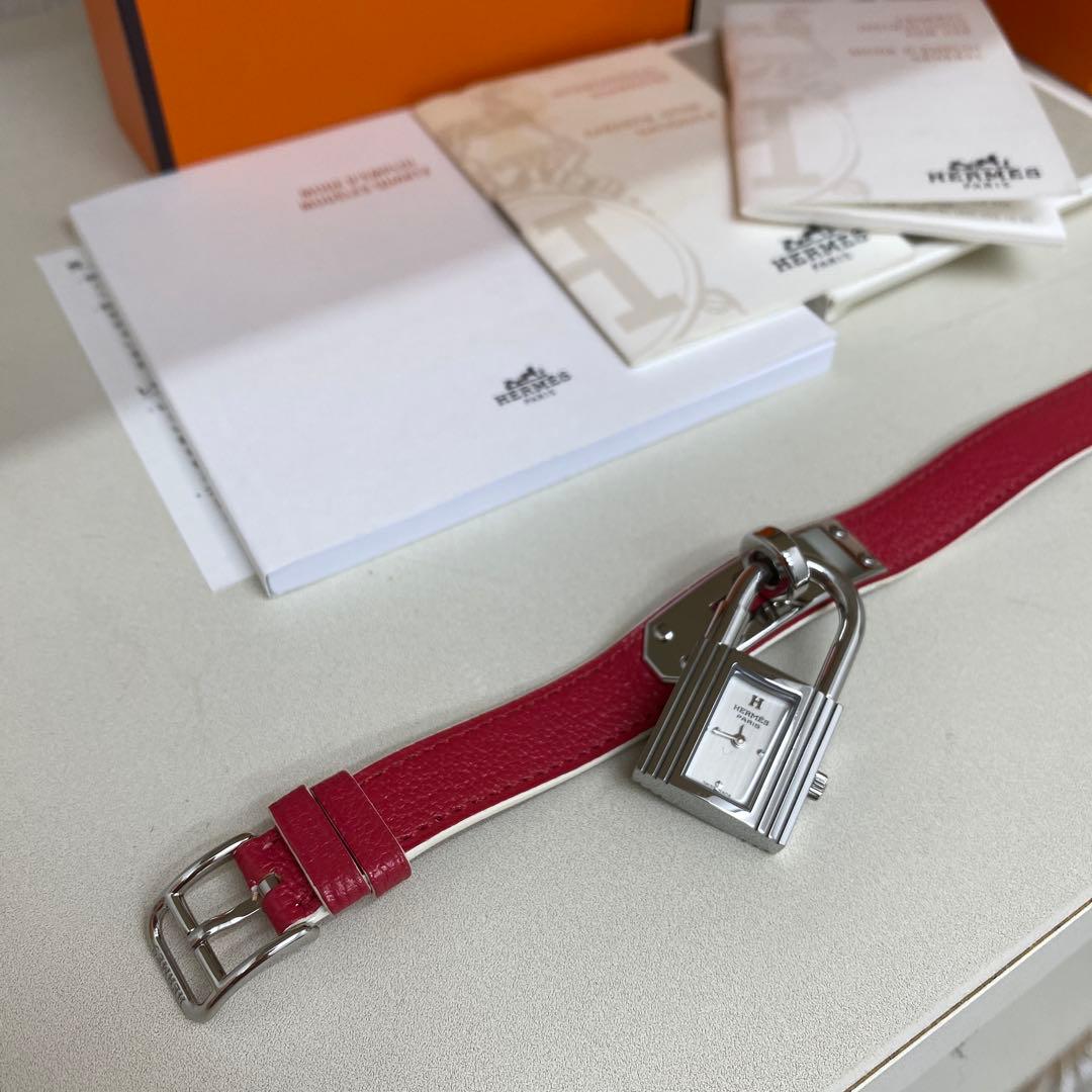 HERMES ケリーウォッチ　ドゥーブル　ピンク×シルバー金具