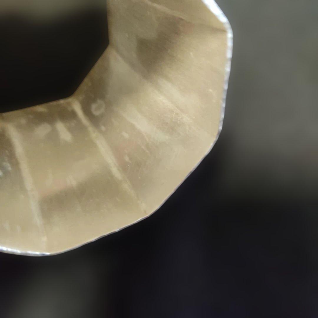 南鐐八角蓋置き。竹影堂。銀製品。 銀杏、いちょう。約70g。茶道具。