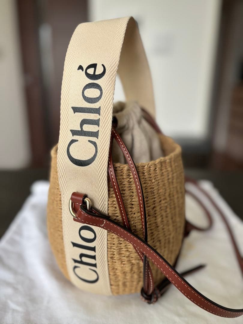 Chloé クロエ ベージュ 巾着型かごバッグ