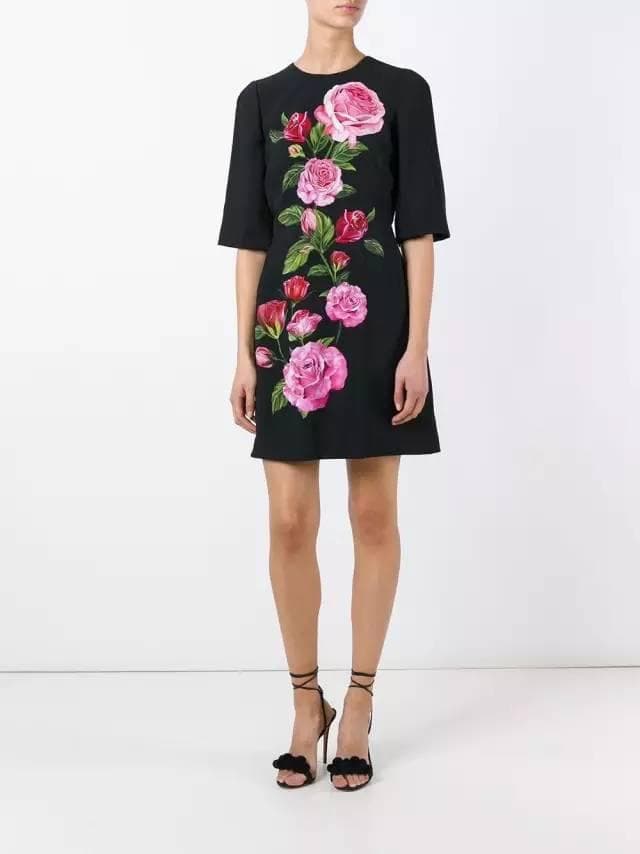 DOLCE&GABBANA ドルチェ&ガッバーナ ローズ柄ワンピース 薔薇柄