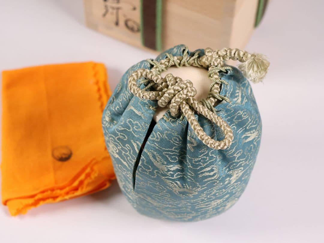 茶道具 大樋焼 中村長阿弥 茶入 共箱 共布 西陣仕覆 陶芸【CM333】