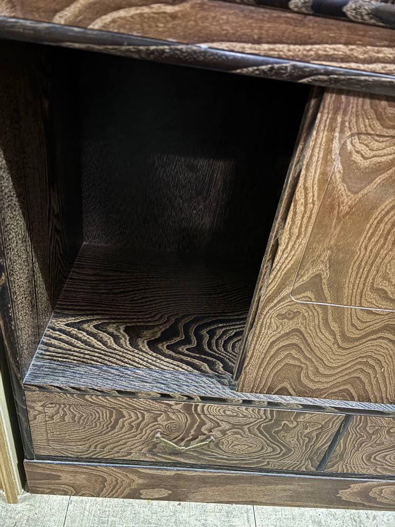 桑材　木製ガラス扉付き和風収納棚　高さ165cm 幅90㎝　岐阜県揖斐郡池田町