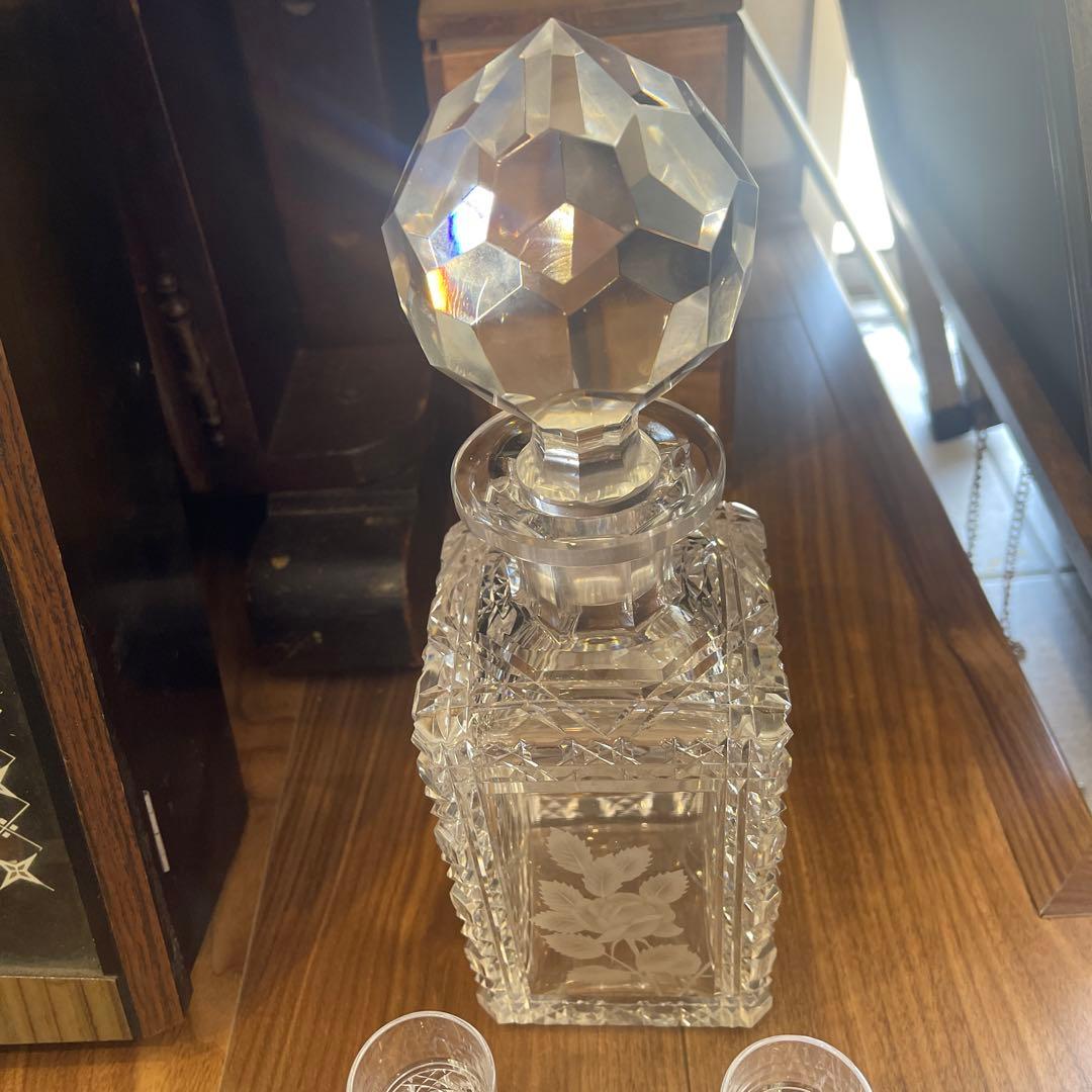 クリスタルガラス　アンティーク　デキャンタ　グラス5客セット