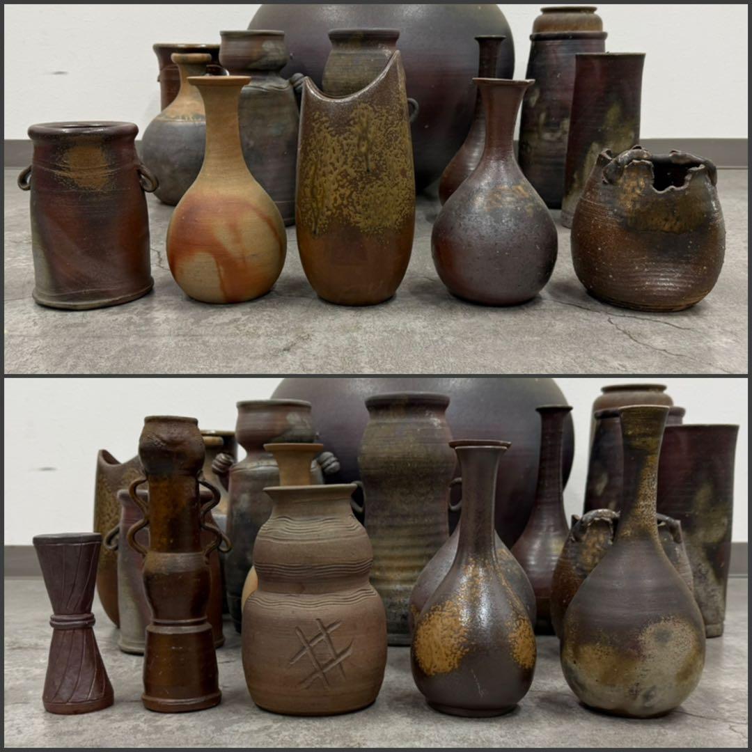 SNT1378 備前焼 大壺 花入 花器 花瓶 一輪挿し 19点 まとめ売り