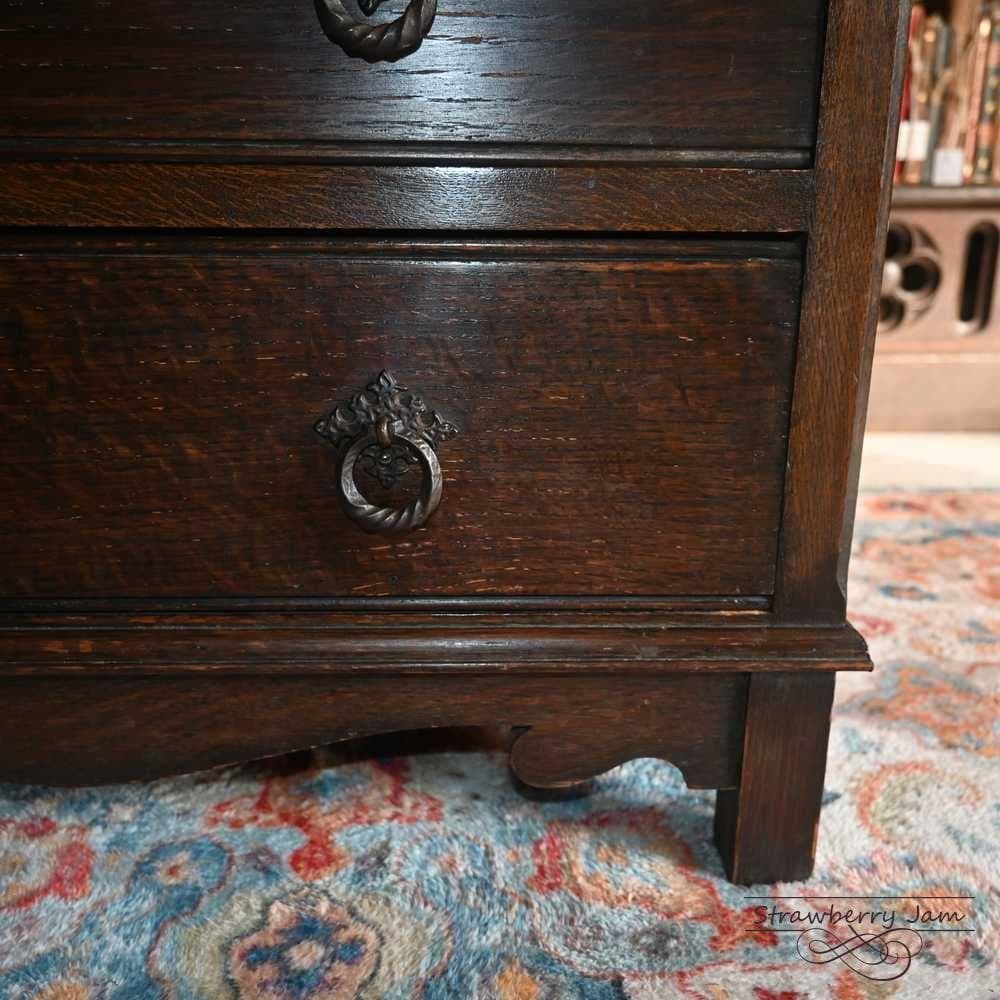 L3710-97 英国アンティーク オーク チェスト 5段 引き出し 収納 什器