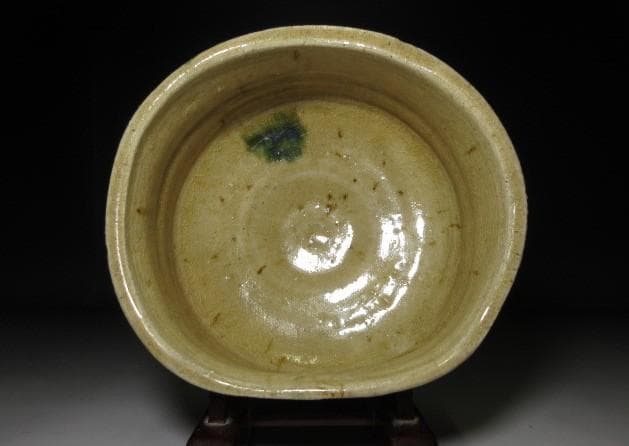 加藤唐九郎 黄瀬戸茶碗「松影」／東大寺管長 書付／塗二重箱 共布 仕覆