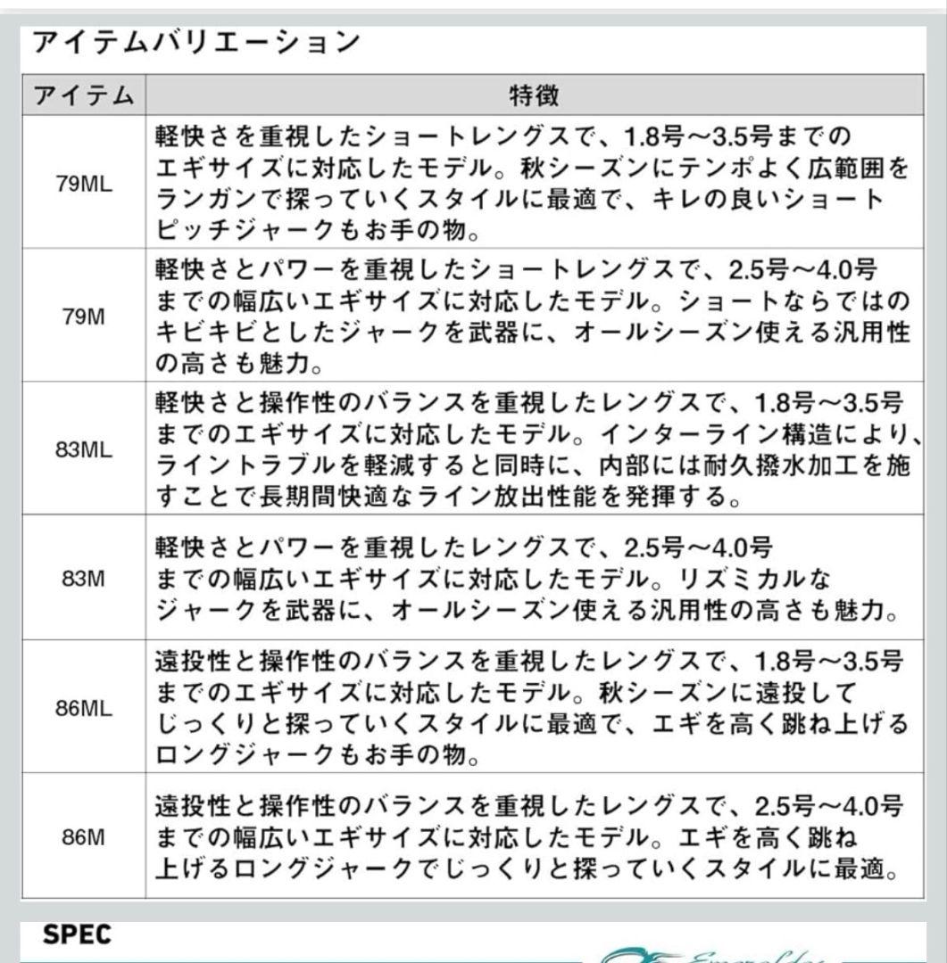 エギングロッド Daiwa エメラルダスXIL79ML ２ピース 使用3回
