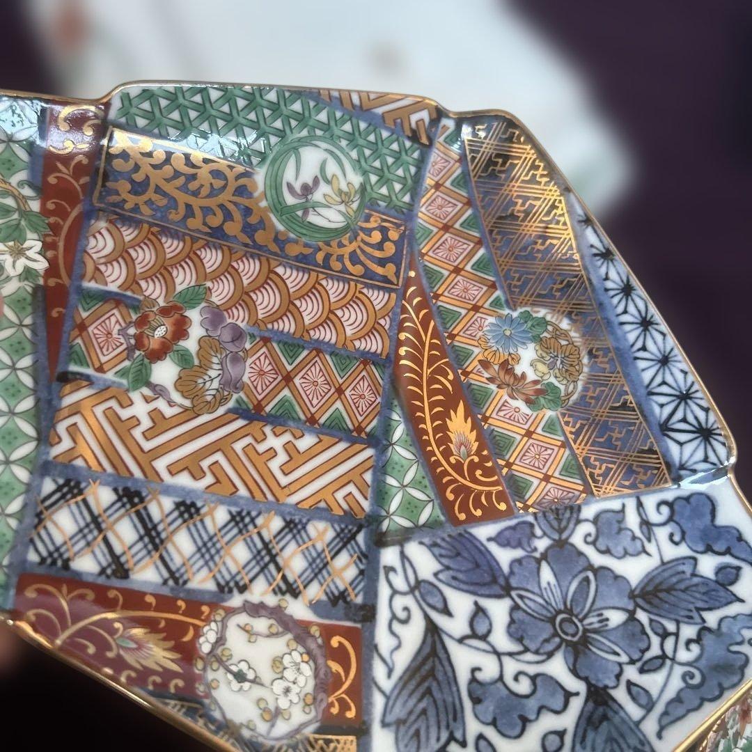 お値下げ　龍峰窯 金彩赤絵 祥瑞花丸紋 結び文 金彩古伊万里様式　皿　5枚