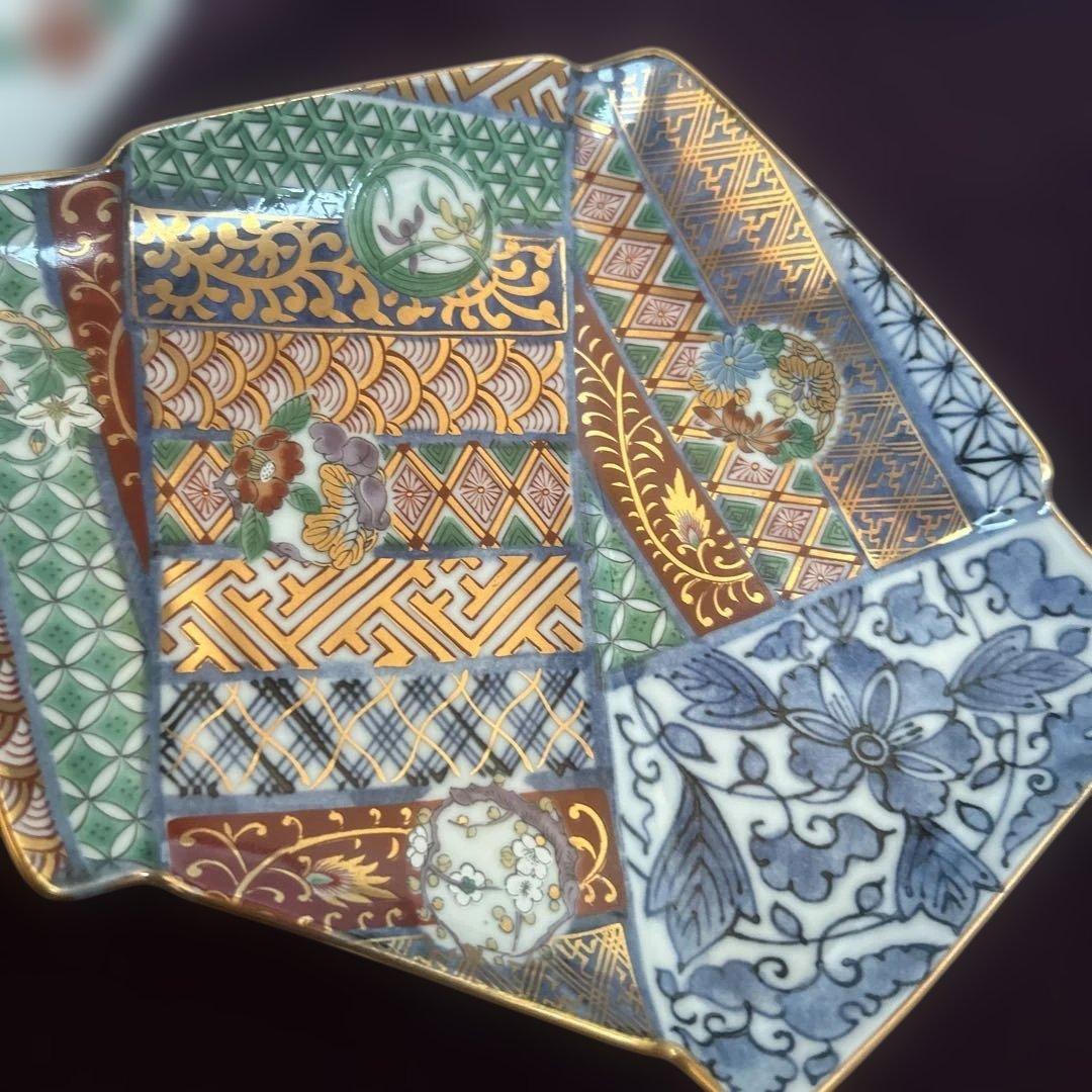 お値下げ　龍峰窯 金彩赤絵 祥瑞花丸紋 結び文 金彩古伊万里様式　皿　5枚