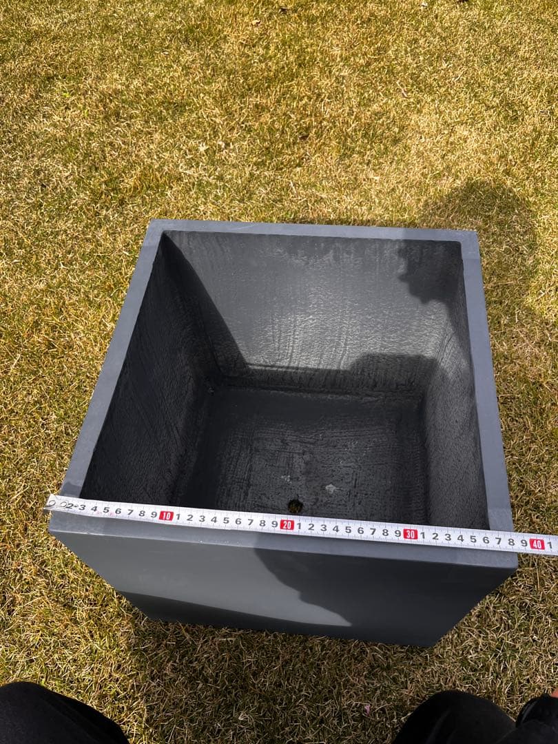 【新品】ファイバークレイプランター 幅38×奥行38×高さ38 チャコールグレー