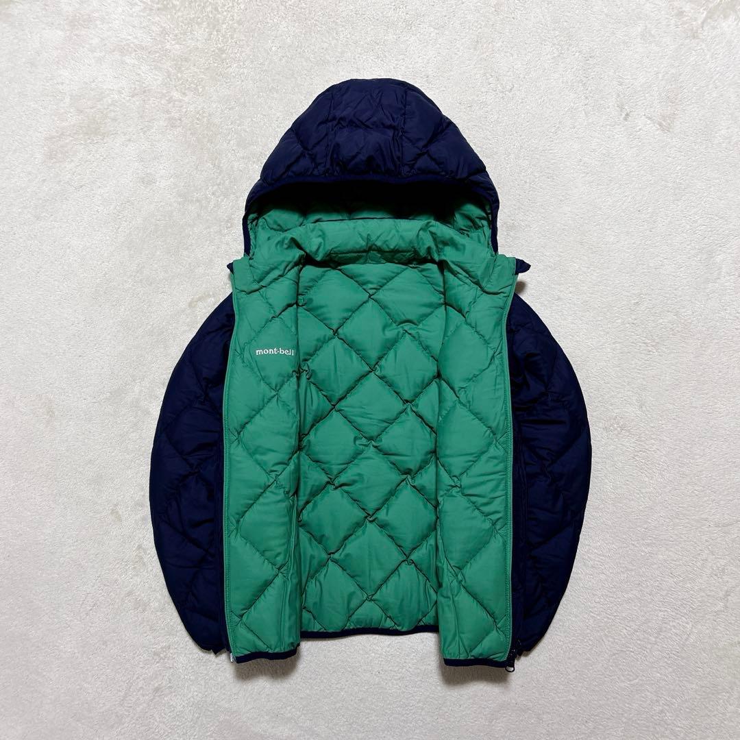 美品 mont-bell リバーシブル ダウンジャケット グリーン　ネイビー