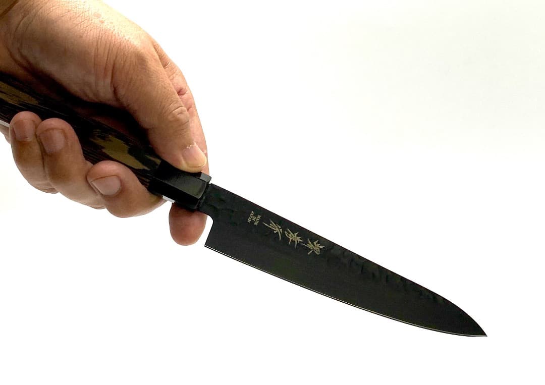 【即購OK】堺孝行 黒影 ペティナイフ 150mm VG10 槌目 フッ素加工