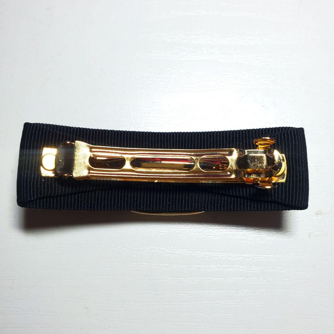 【週末限定セール☆極美品】フェラガモ ヴァラ バレッタ 黒×ゴールド h012